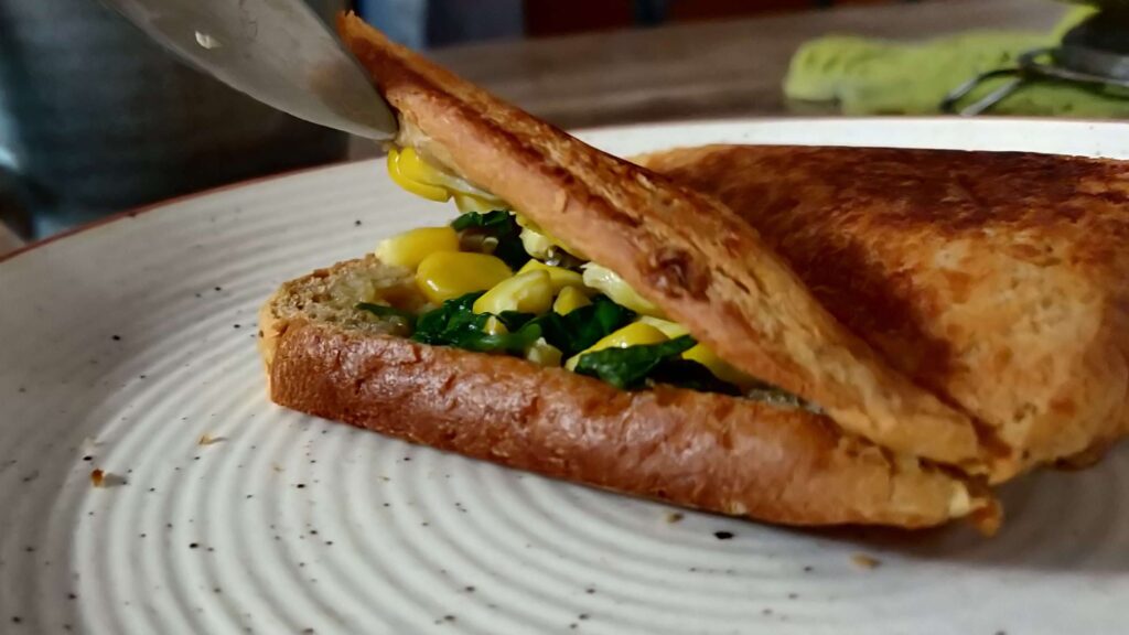 7. Vegan spinach corn sandwich